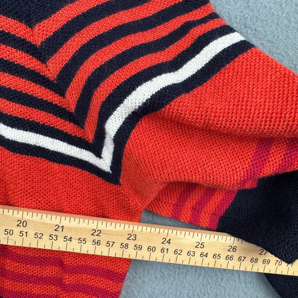 Maerz Muenchen Mens 100% Virgin Merino Wool Striped Pullover Sweater Navy Orange